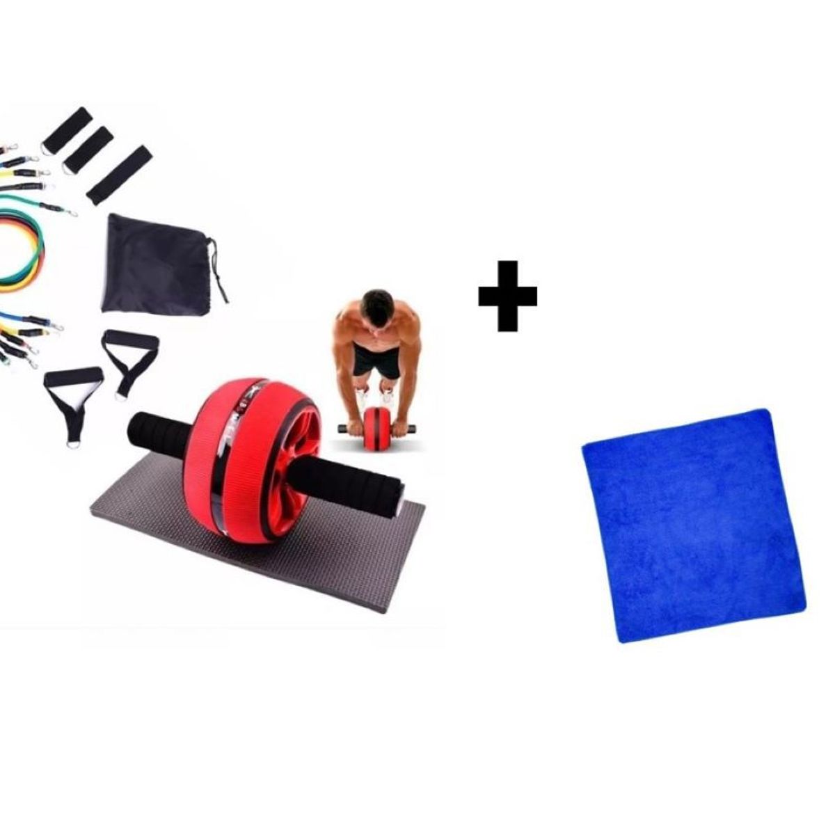 ZHOPI CO - Set Rueda Abdominal Mas Bandas Tubulares Mas Toalla Facial