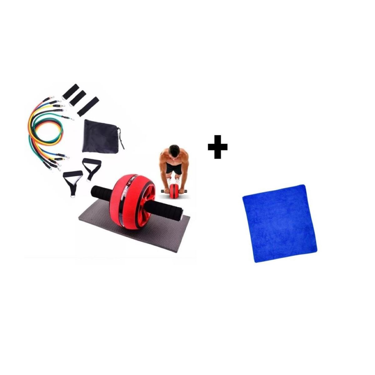 ZHOPI CO - Set Rueda Abdominal Mas Bandas Tubulares Mas Toalla Facial