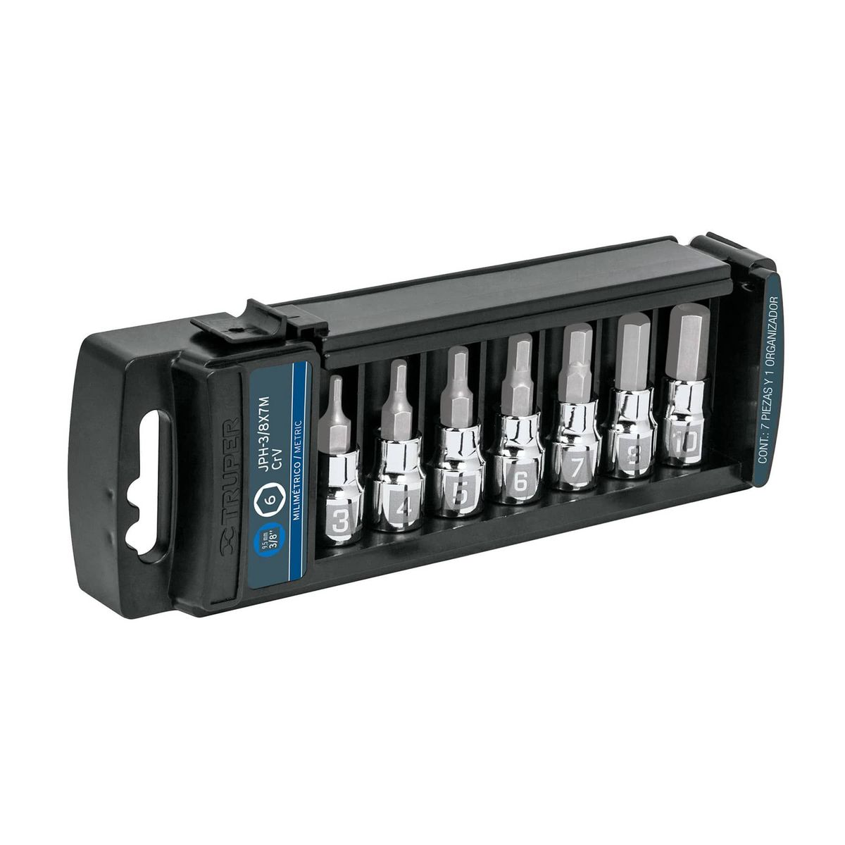 TRUPER - Juego De Copas Punta Bristol 7 Pcs Cuadrante 3/8 Truper