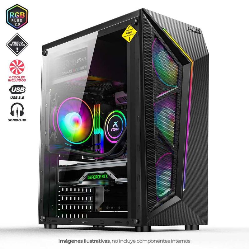 ZER - CHASIS GAMER PLUS 4 COOLER MICRO ATX / ATX USB 2.0 / USB 3.0.