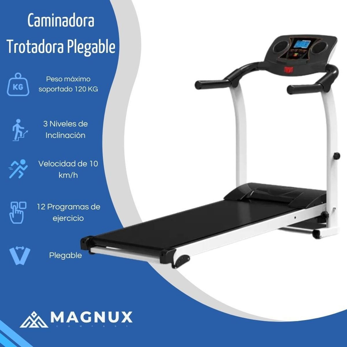 MAGNUX COMPANY - Banda Caminadora Eléctrica Plegable Gym 3 Niveles Inclina.