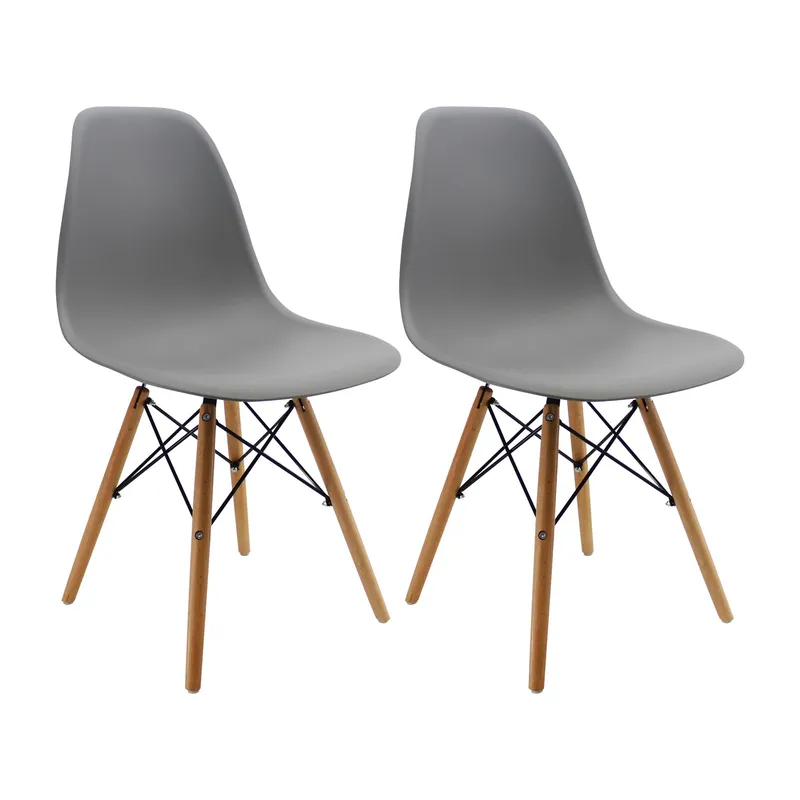 BOXBIT - Kit x 2 Sillas DKR Tipo Eames PREMIUM Grises