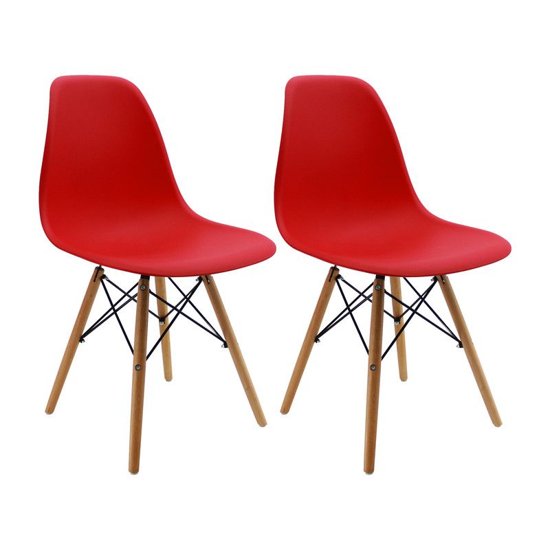 BOXBIT - Kit x 2 Sillas DKR Tipo Eames PREMIUM Rojas