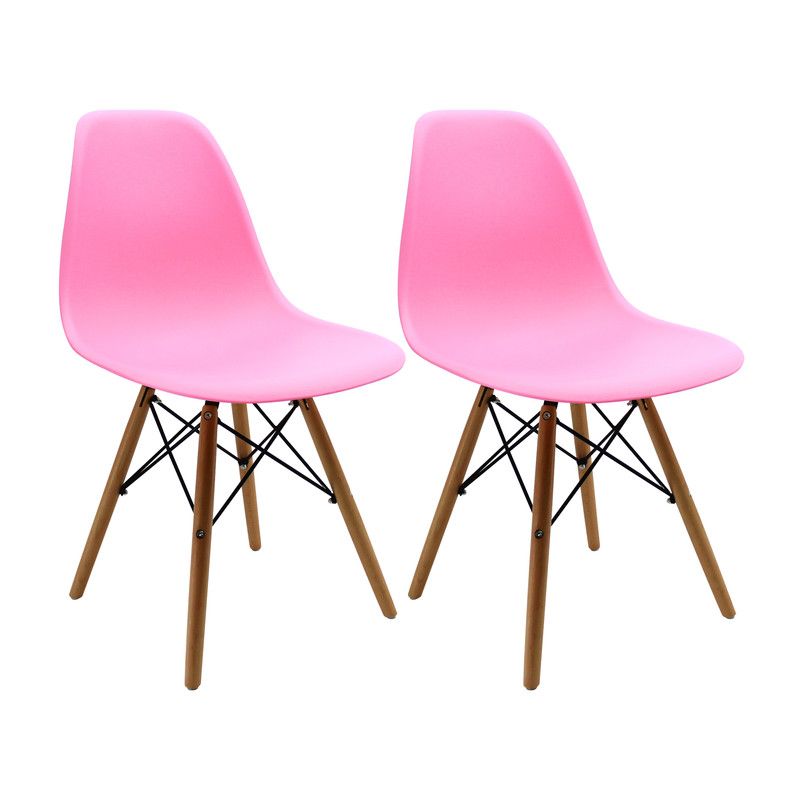 BOXBIT - Kit x 2 Sillas DKR Tipo Eames PREMIUM Rosadas