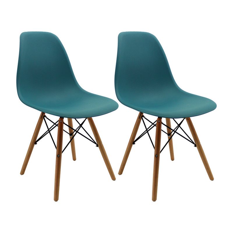 BOXBIT - Kit x 2 Sillas DKR Tipo Eames PREMIUM  Azul Petróleo