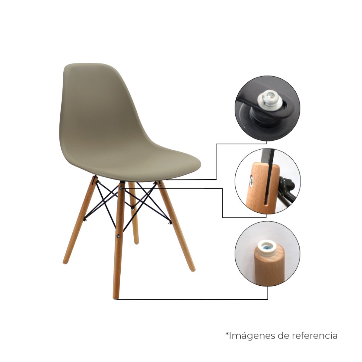 BOXBIT - Kit x 4 Sillas DKR Tipo Eames PREMIUM Beige