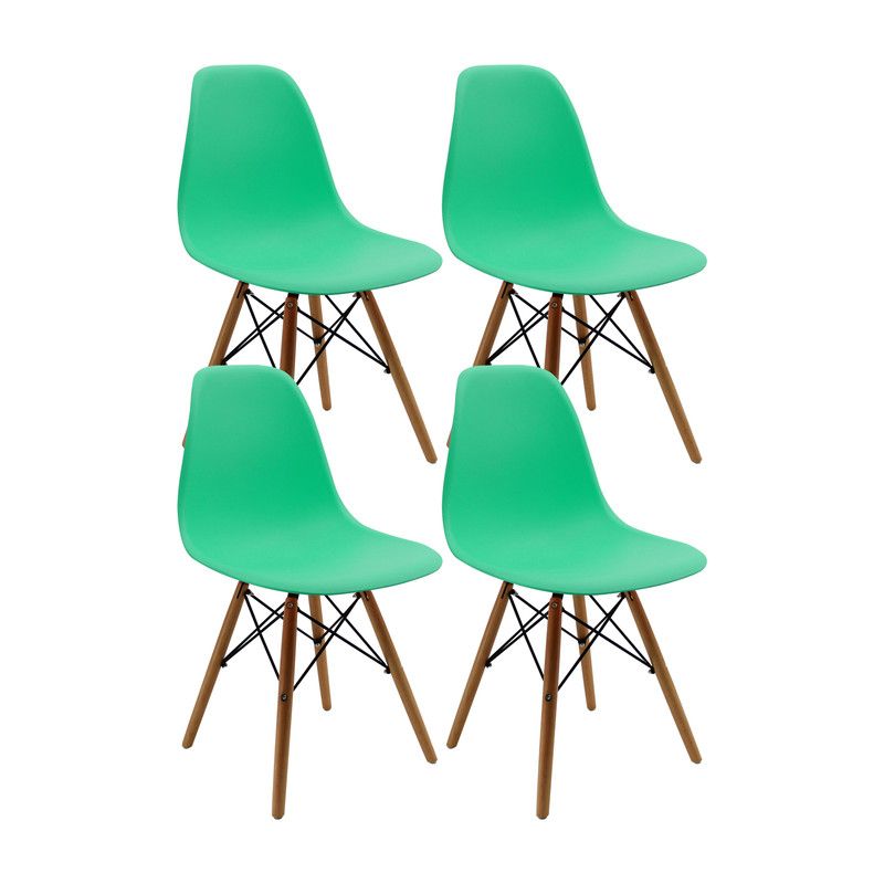 BOXBIT - Kit x4 Sillas DKR Tipo Eames PREMIUM  Verde Menta