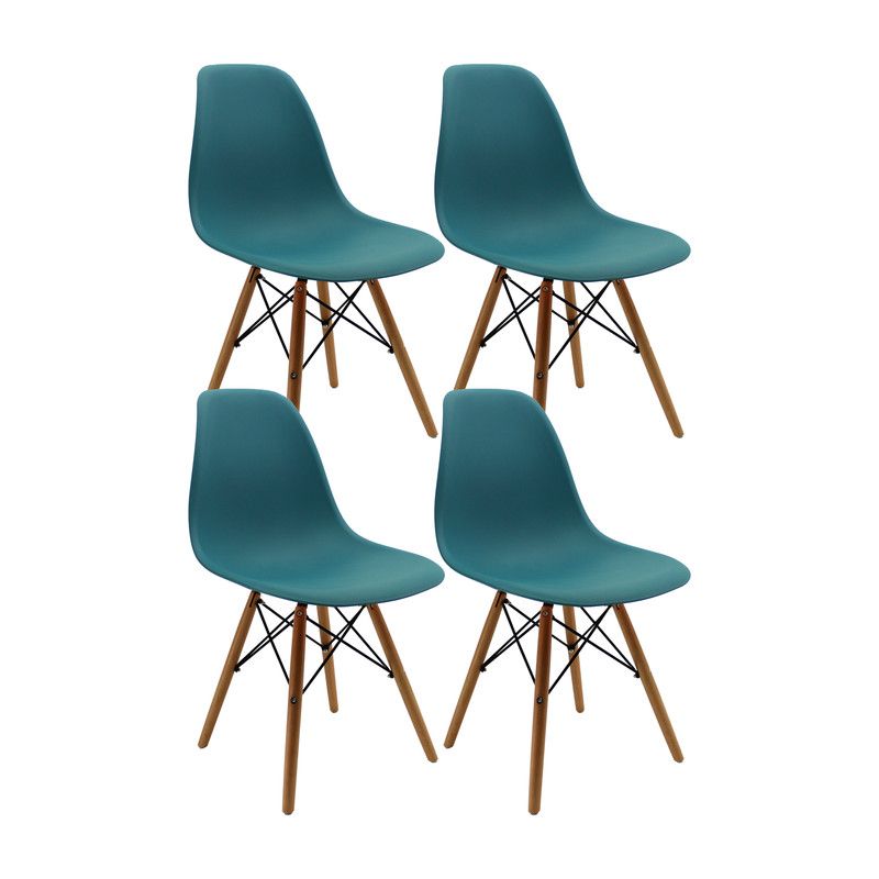 BOXBIT - Kit x4 Sillas DKR Tipo Eames PREMIUM Azul Petróleo