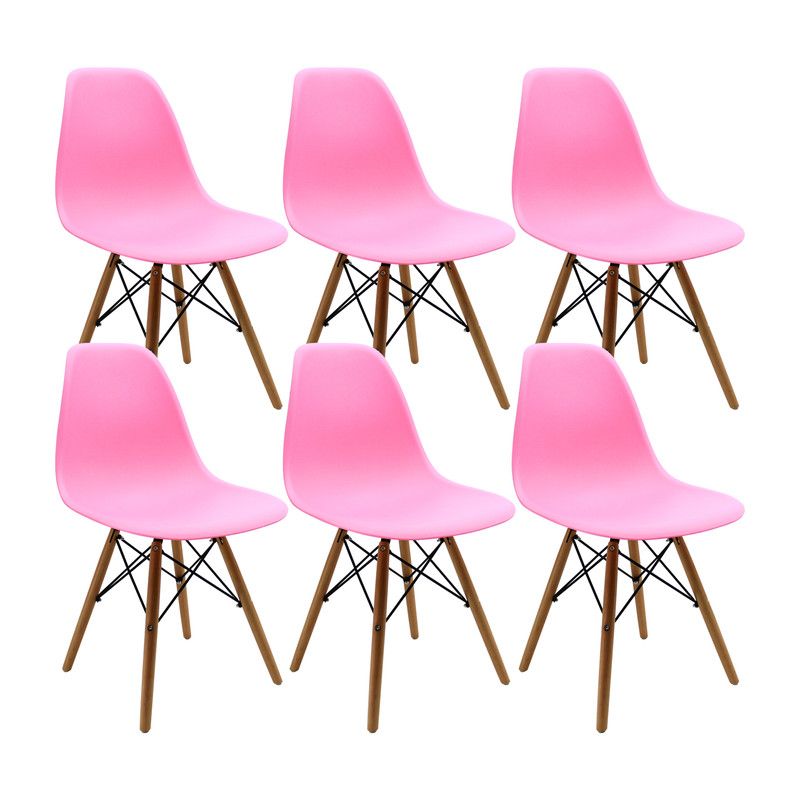 BOXBIT - Kit x6 Sillas DKR Tipo Eames PREMIUM Rosadas