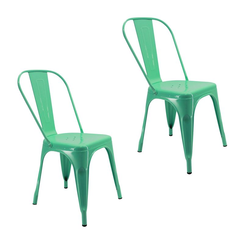 BOXBIT - Kit x2 Sillas Tipo Tolix Metálicas Verde Menta
