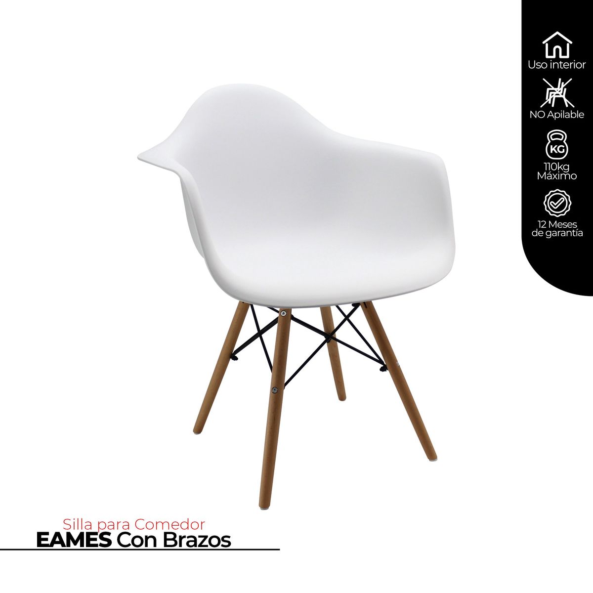 BOXBIT - Silla DKR Tipo Eames con Brazos Blanca