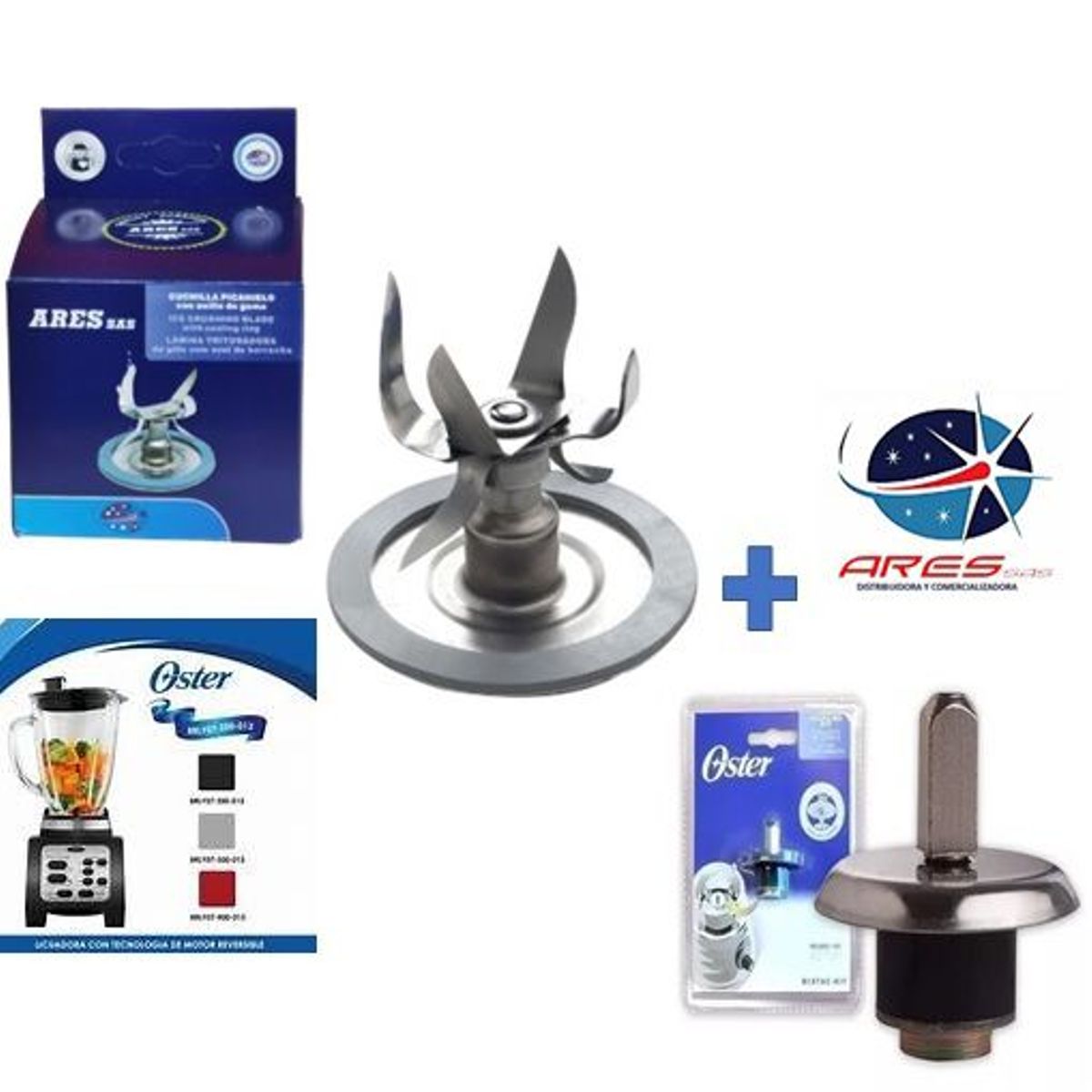 ARES - Kit Cuchilla Para Oster Reversible 6 Aspas +Acople