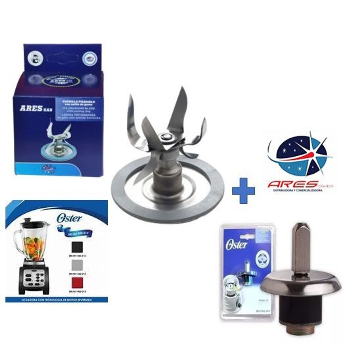 ARES - Kit Cuchilla Para Oster Reversible 6 Aspas +Acople