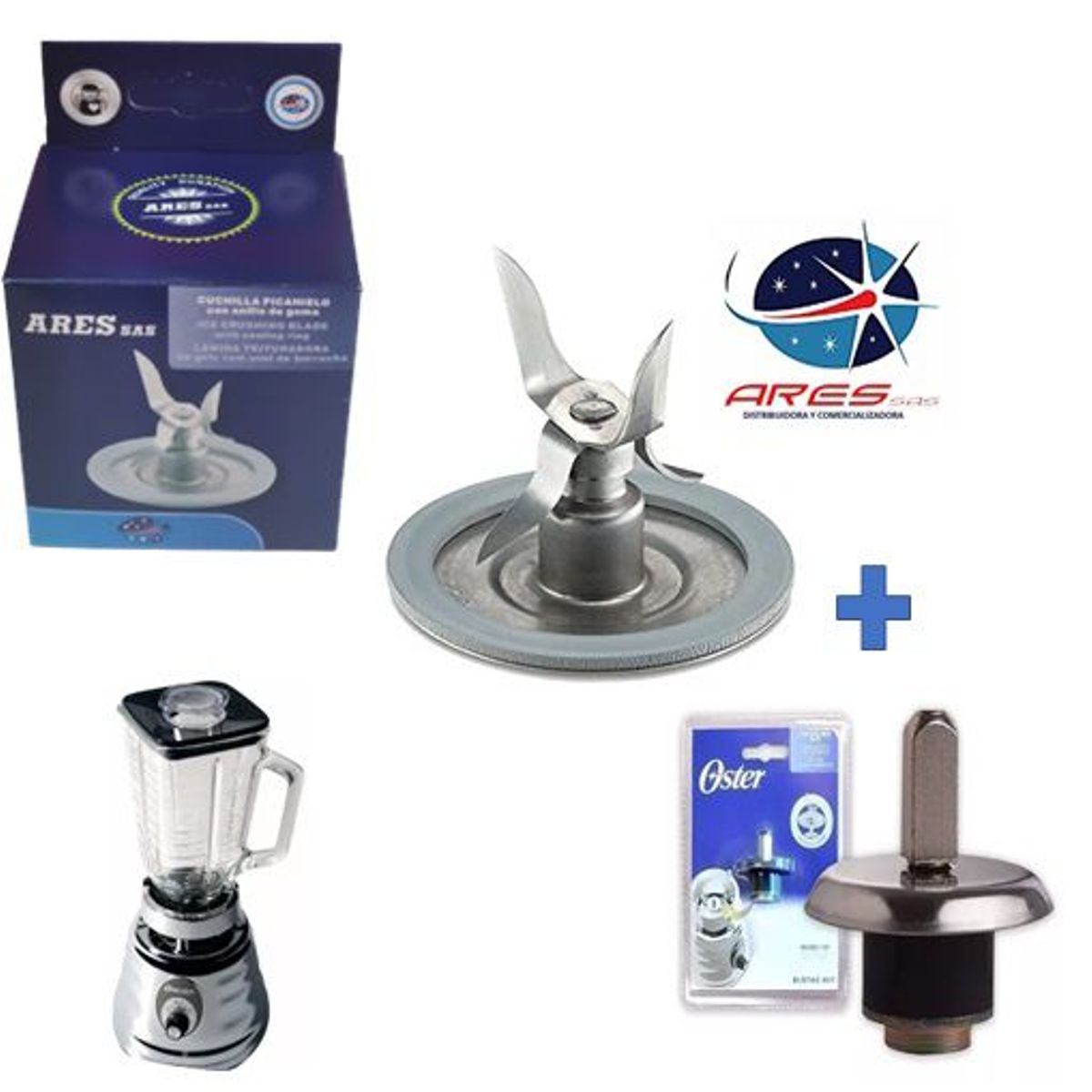 ARES - Kit Cuchilla Para Oster 4 Aspas +Acople