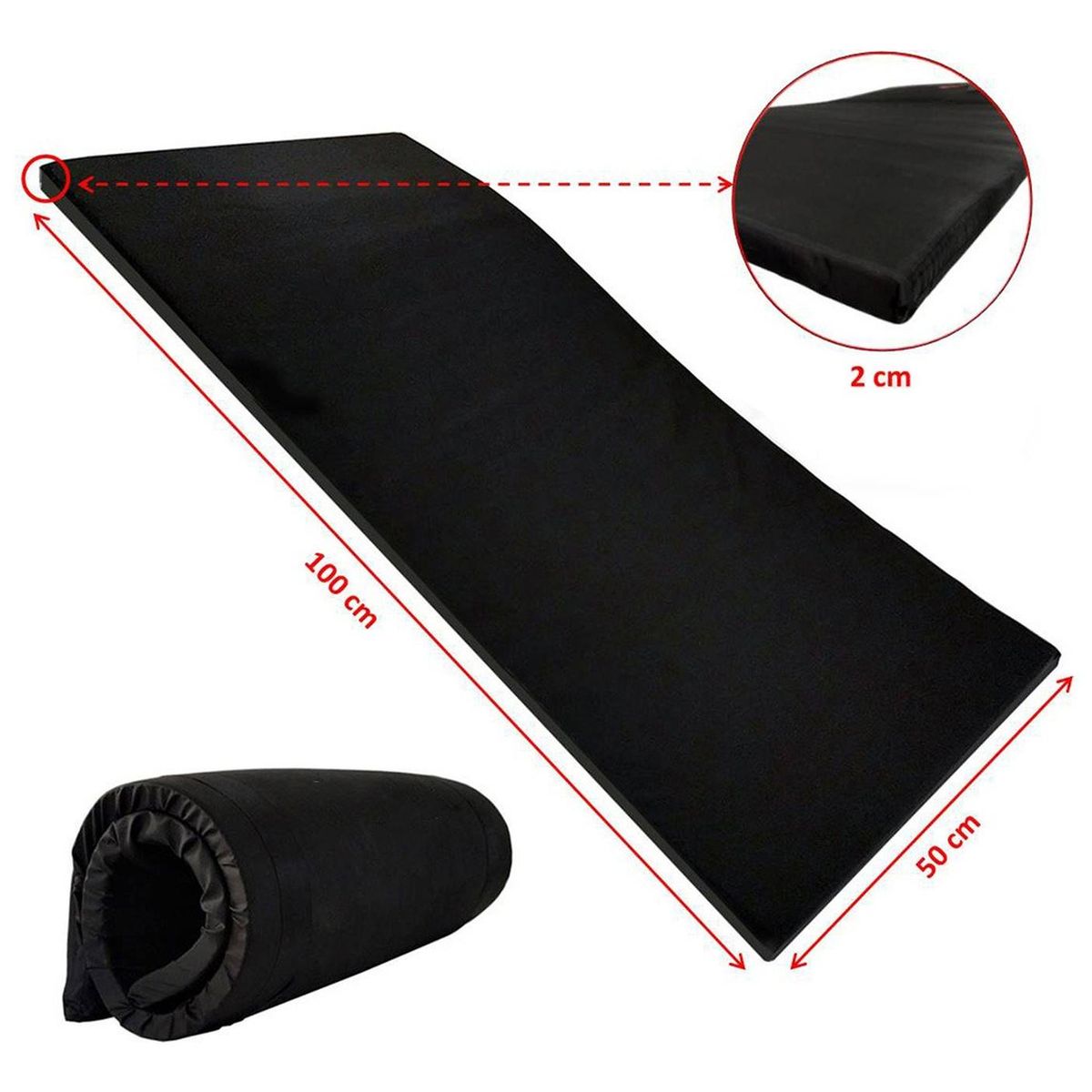 VELBROS - Colchoneta Ejercicio Abdominales Yoga Gimnasio Gym - Negro