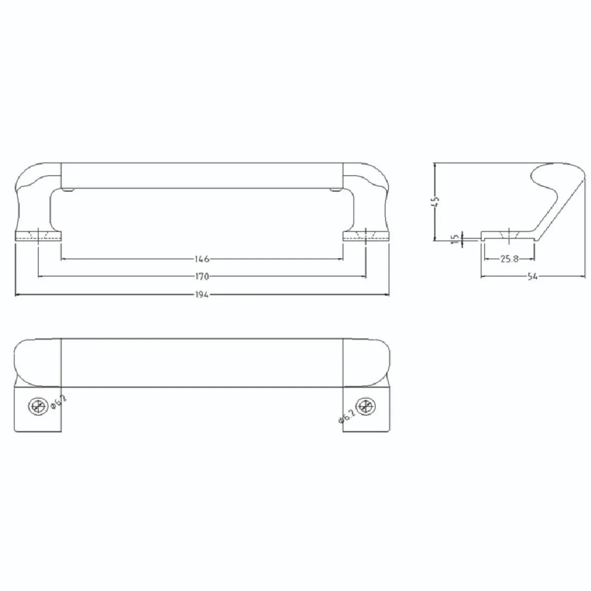 GENERICO - Manija Multiusos Ovalada Para Ventana Y Puerta Natural