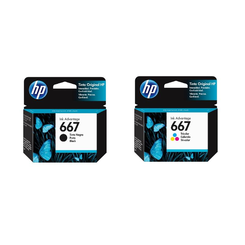 HP - Kit de Cartuchos Hp 667 Negro Y 667 Tricolor