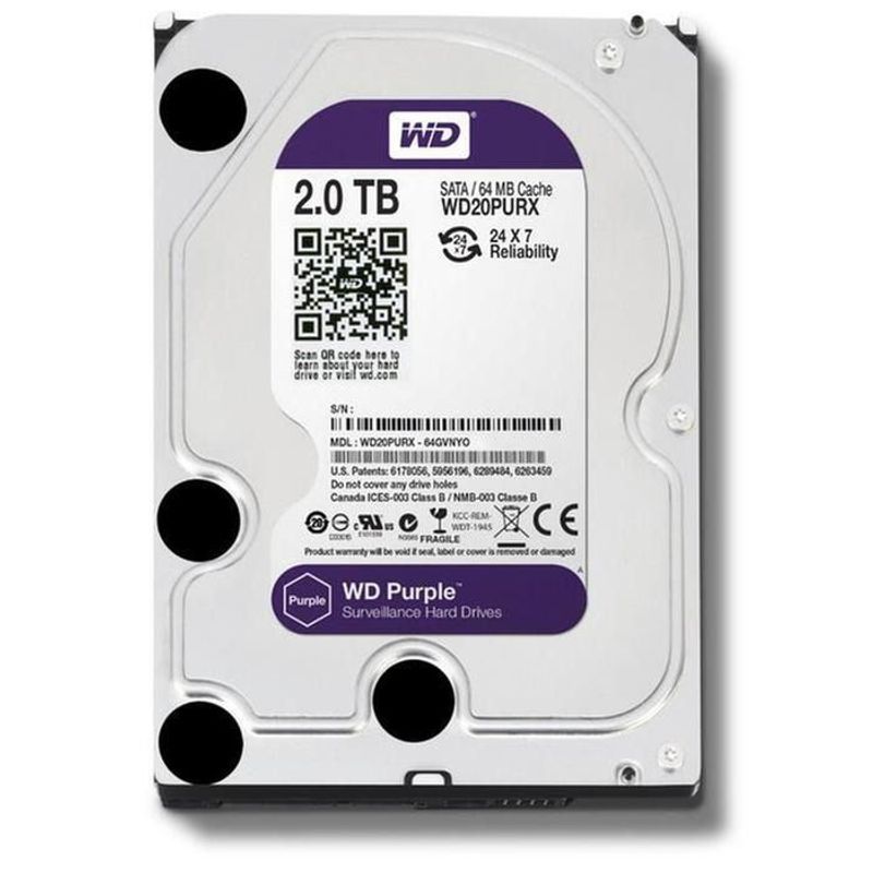 ZER - DISCO DURO PC 2TB TERAS WD WESTERN PURPURA CAMARA DVR 3 AÑOS
