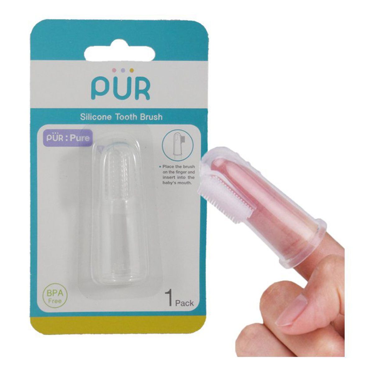PUR - Cepillo dientes para dedo en silicona para bebe pur sin bpa