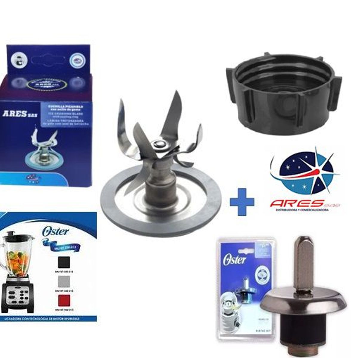 ARES - Kit Cuchilla Oster Reversible 6 Aspas +Acople+Base