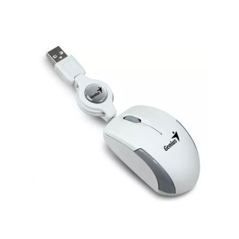 GENIUS - Mini Mouse Genius Micro Traveler Óptico Retráctil Usb Blanco