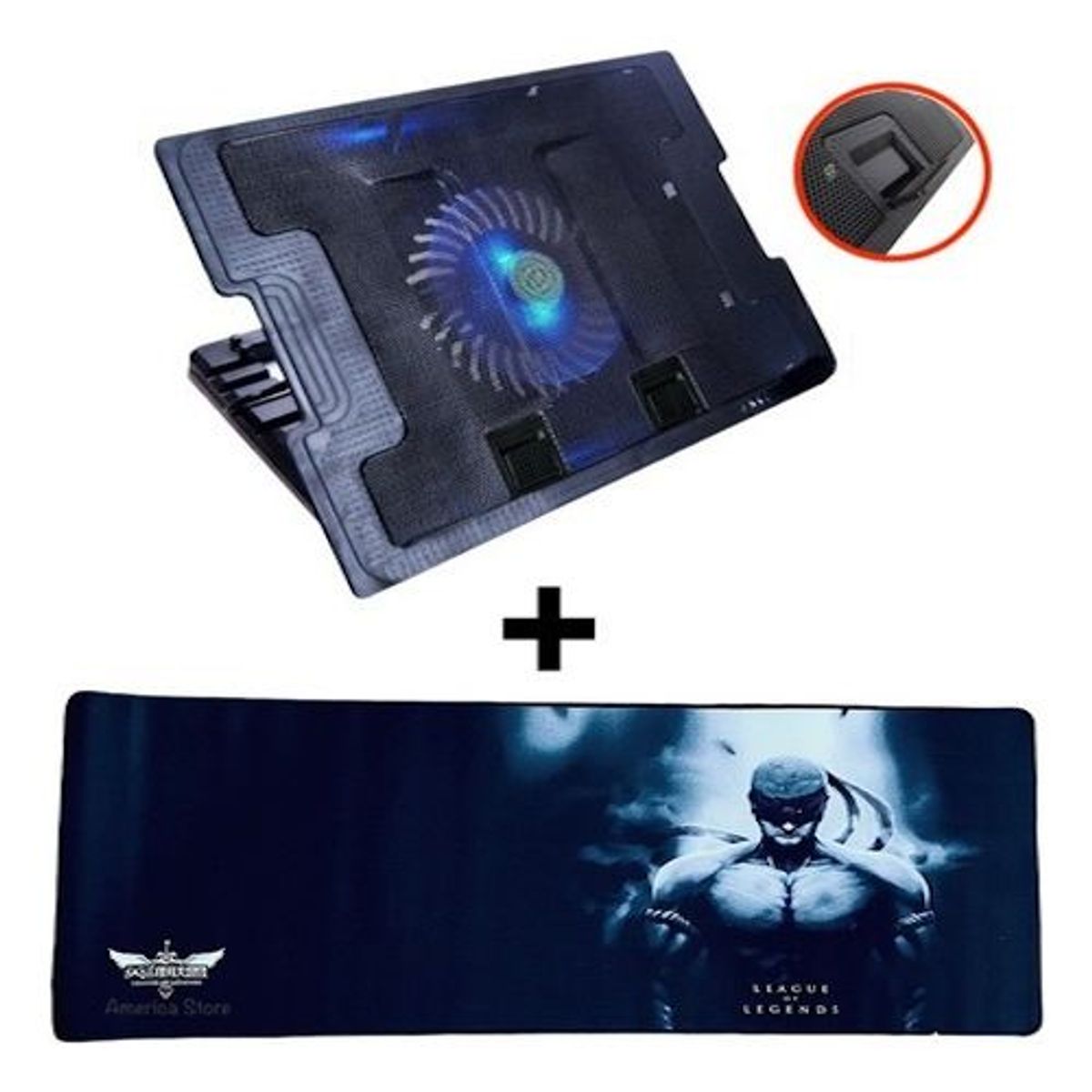 GENERICO - Base Refrigerante Portátil 9 A 17+pad Mouse Gamer 79 X 30 Cm - League