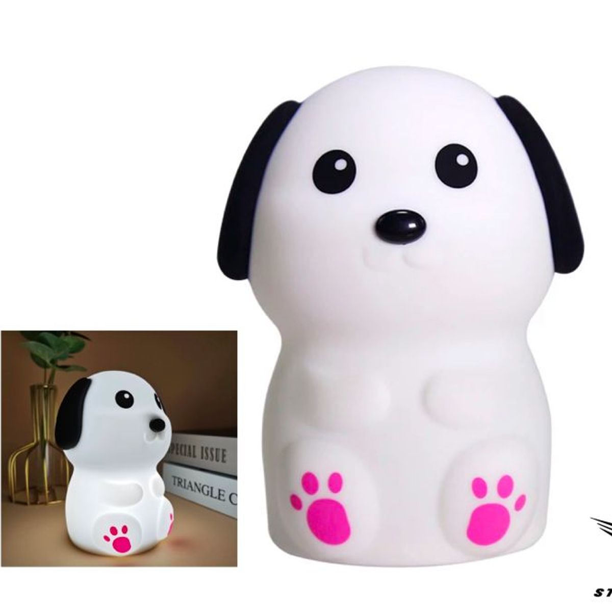 GENERICO - Lampara de silicona Perrito Multicolor LED recargable de luz