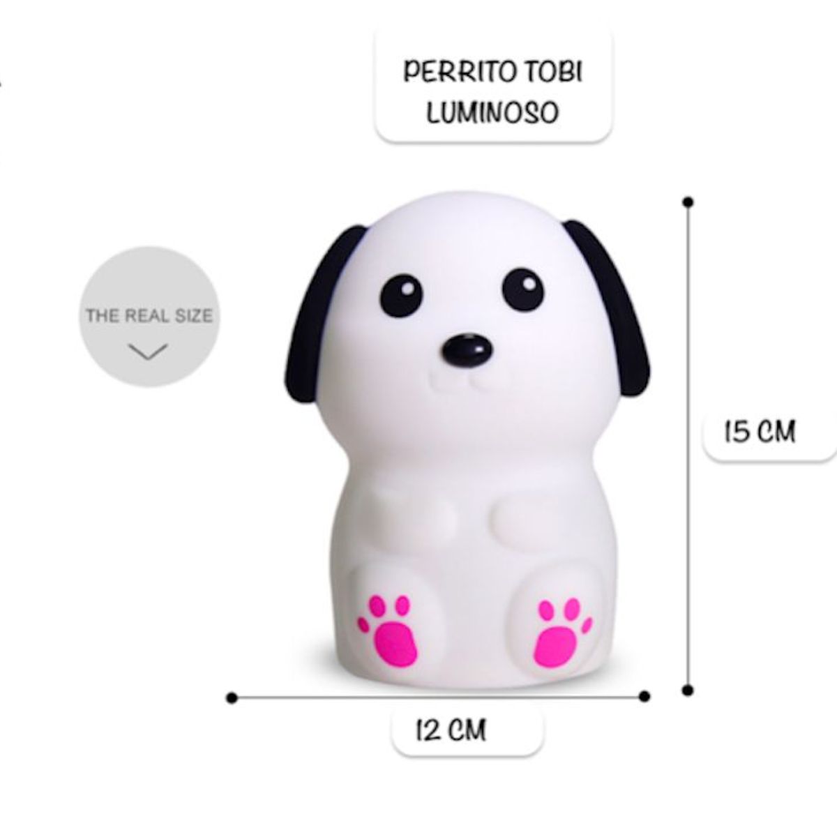 GENERICO - Lampara de silicona Perrito Multicolor LED recargable de luz