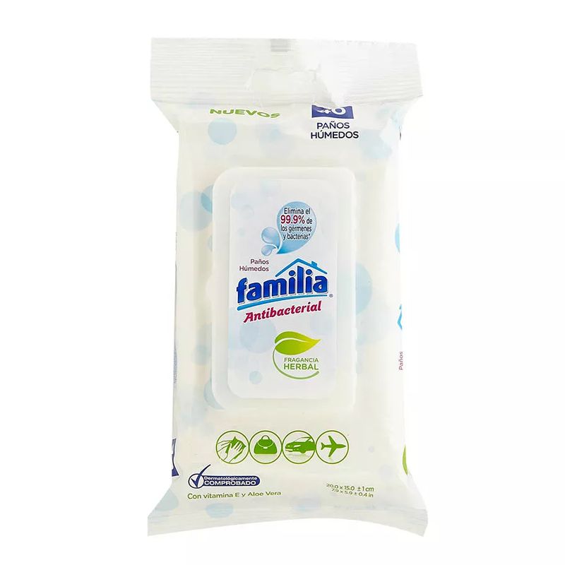 FAMILIA - Pañitos Húmedas Familia Antibacterial Herbal 40 Unidades