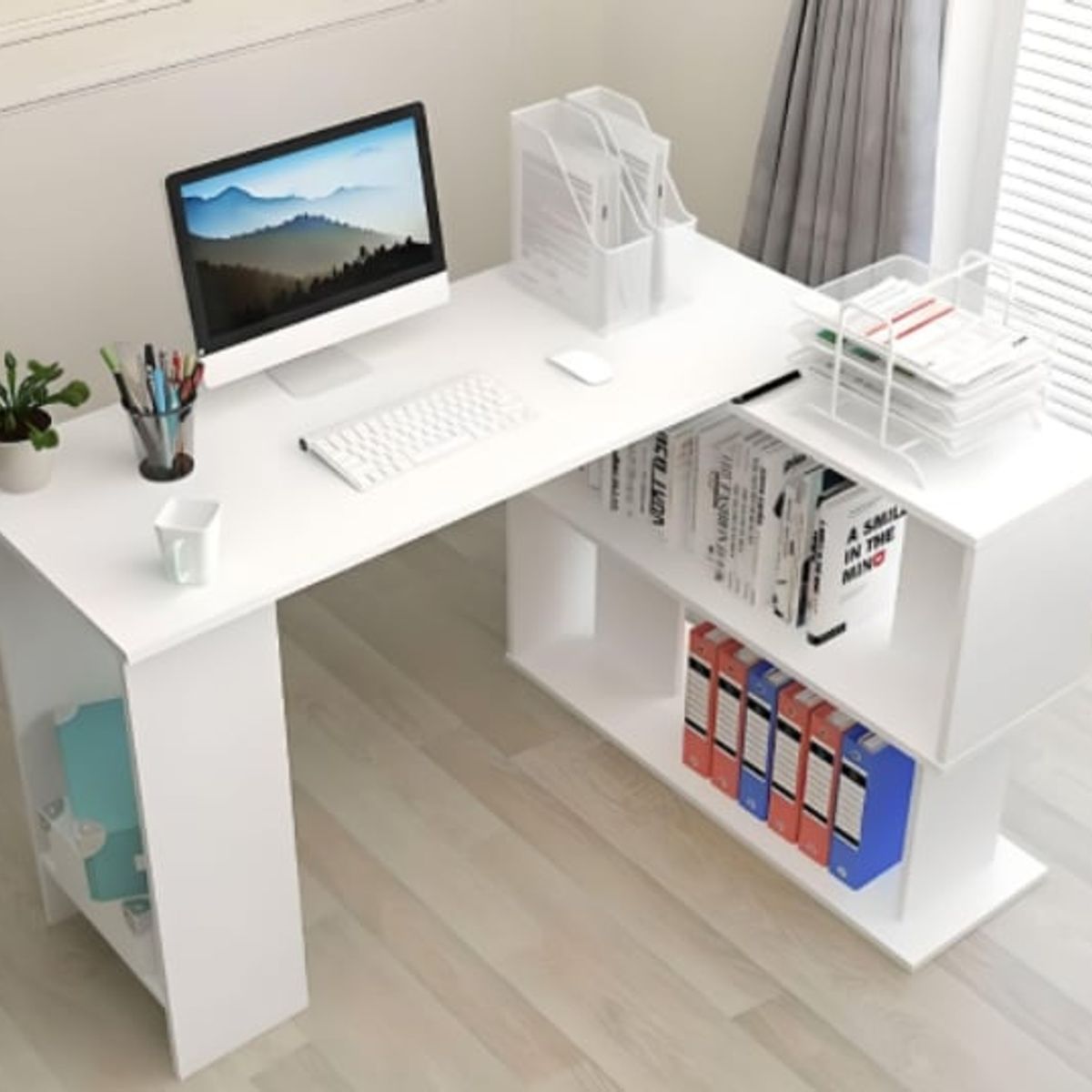 SUKRA - Escritorio De Oficina Dual Blanco Sukra