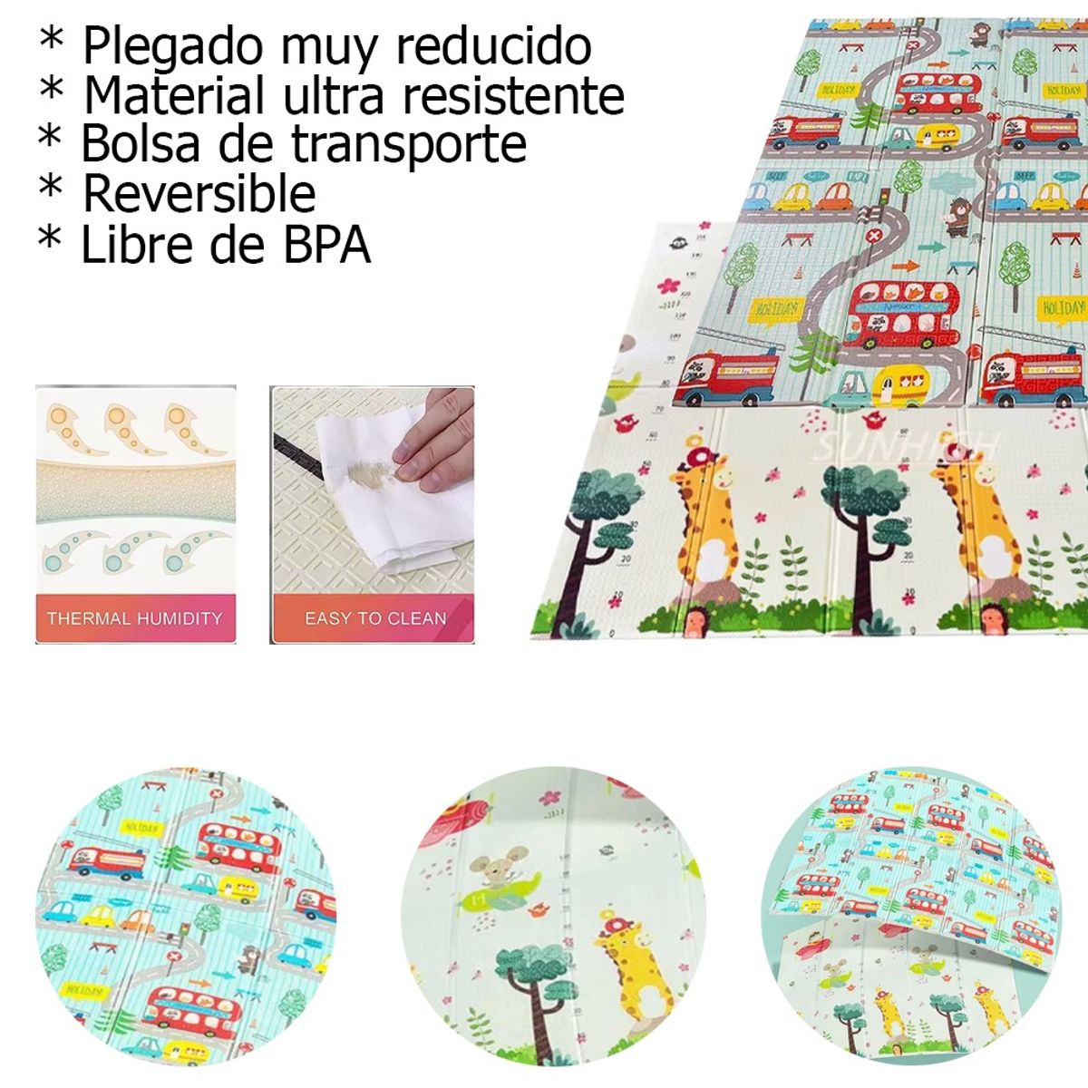 LANZURY IMPORTACIONES - Tapete Grande Plegable - Doble Faz Para Bebé 200x180 Cm