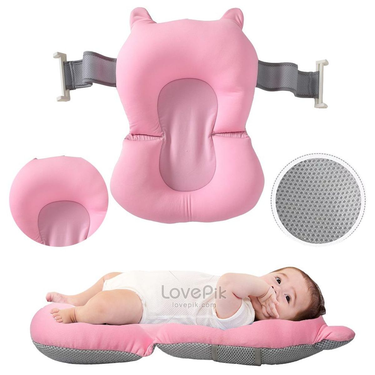 LANZURY IMPORTACIONES - Malla Soporte Acolchada Para Tina Bañera ROSADA