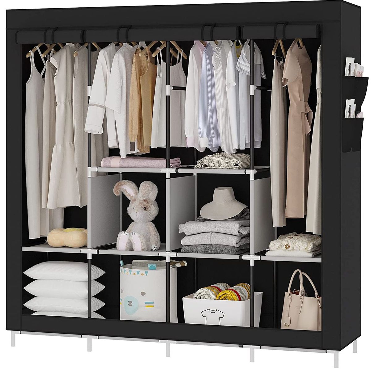 ONE PIXEL - Closet Armario Portatil Grande 6 Estantes De Almacenamiento Negro