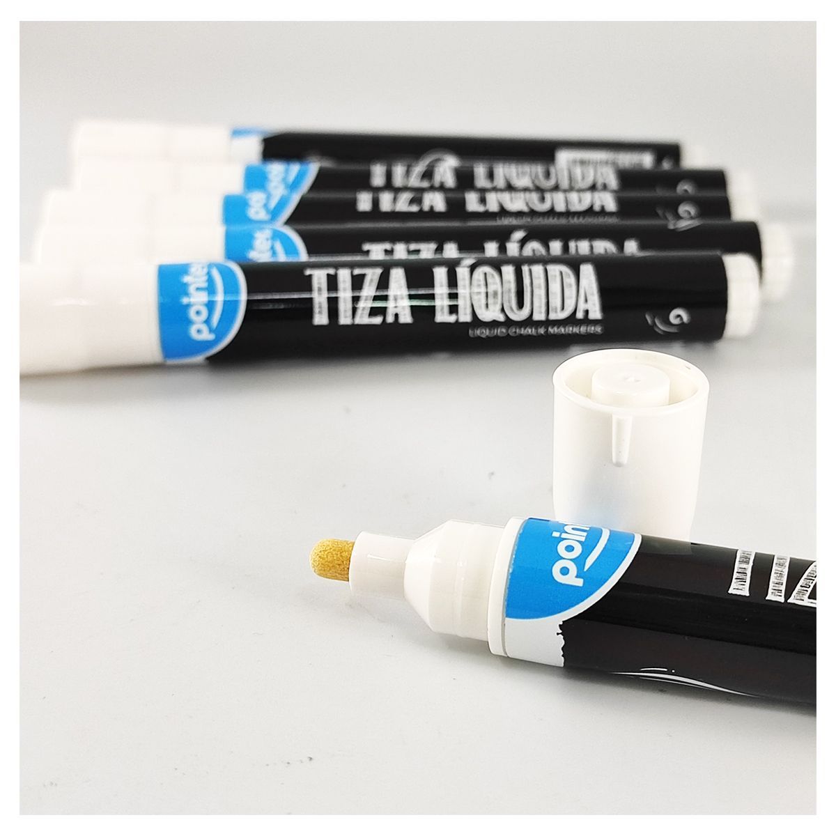 POINTER - Marcadores De Tiza Liquida Pointer Color Blanco X 6 Unds