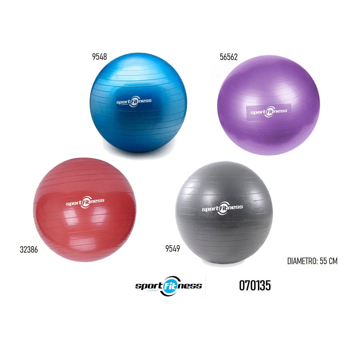 SPORT FITNESS - Bola Gimnasia 55cm Gris