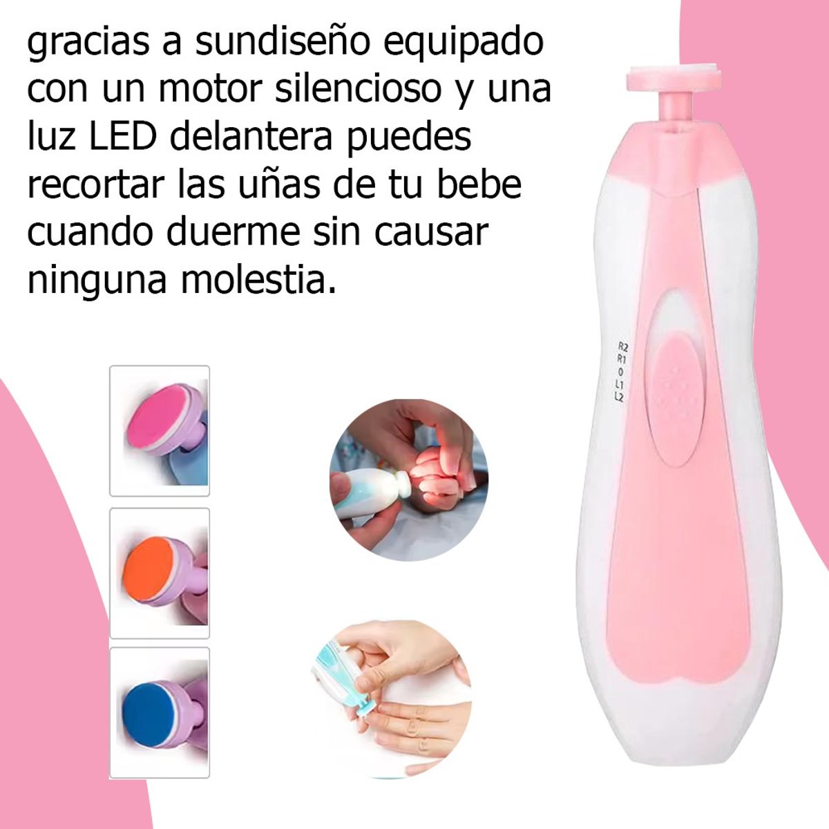 GENERICO - Lima de uñas eléctrica para recién nacidos y niños - ROSADA