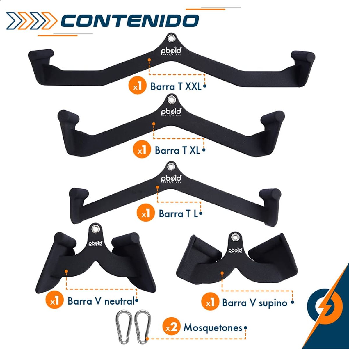 PBOLD - Kit Set Combo Empuñaduras Agarres Gym Accesorios Polea