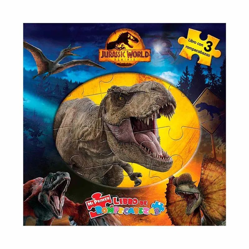 PENGUIN RANDOM HOUSE - Libro Interactivo 3 Rompecabezas Jurassic World Niños Niñas