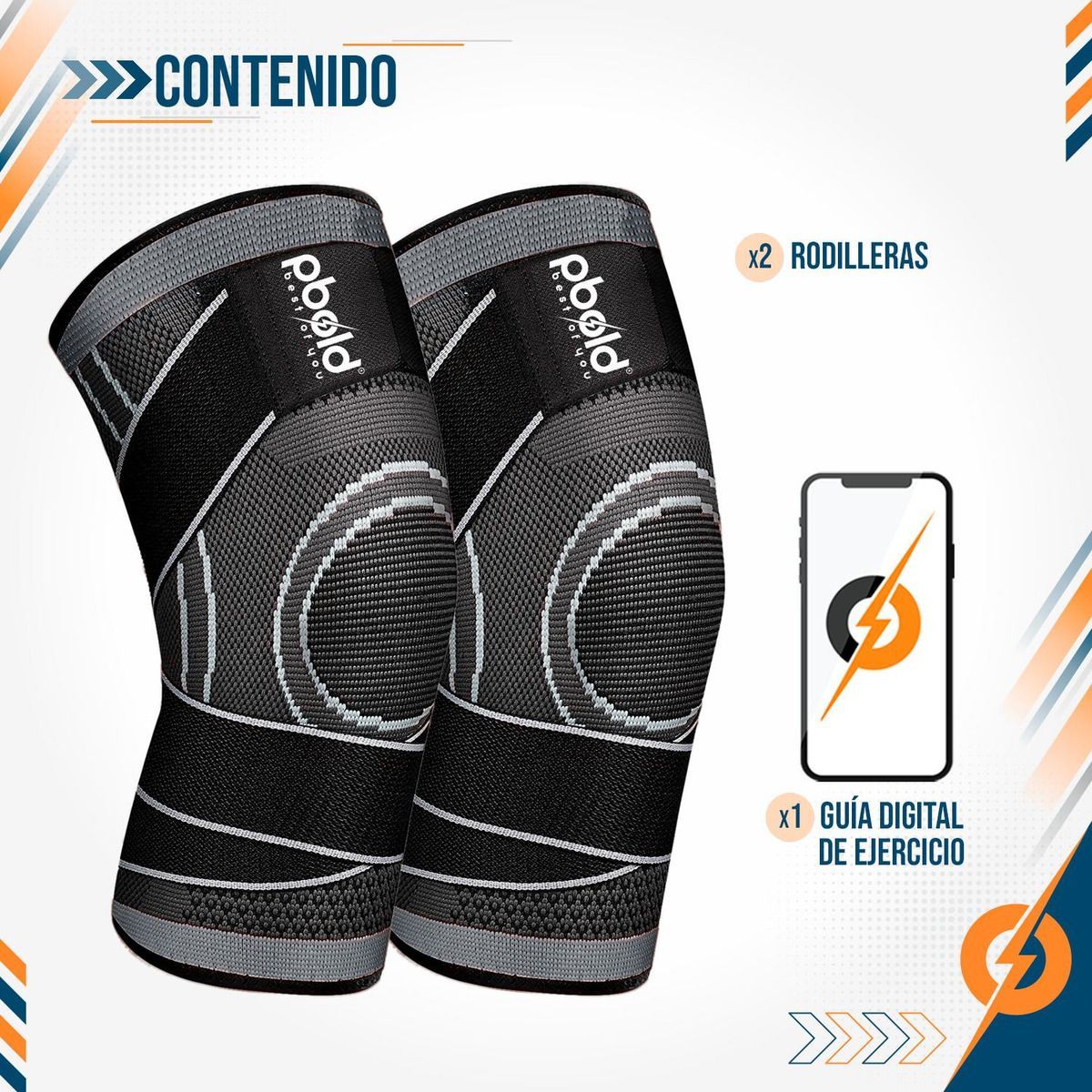 PBOLD - Par Rodillera Deportiva Pbold Compresion Entrenamiento Gym L