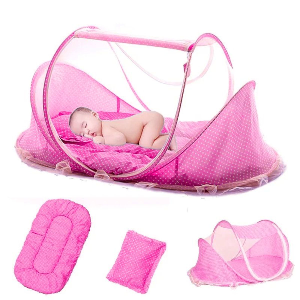 JON DI GROUP SAS - Cuna Mosquitero para Bebe Plegable Musical - Rosado