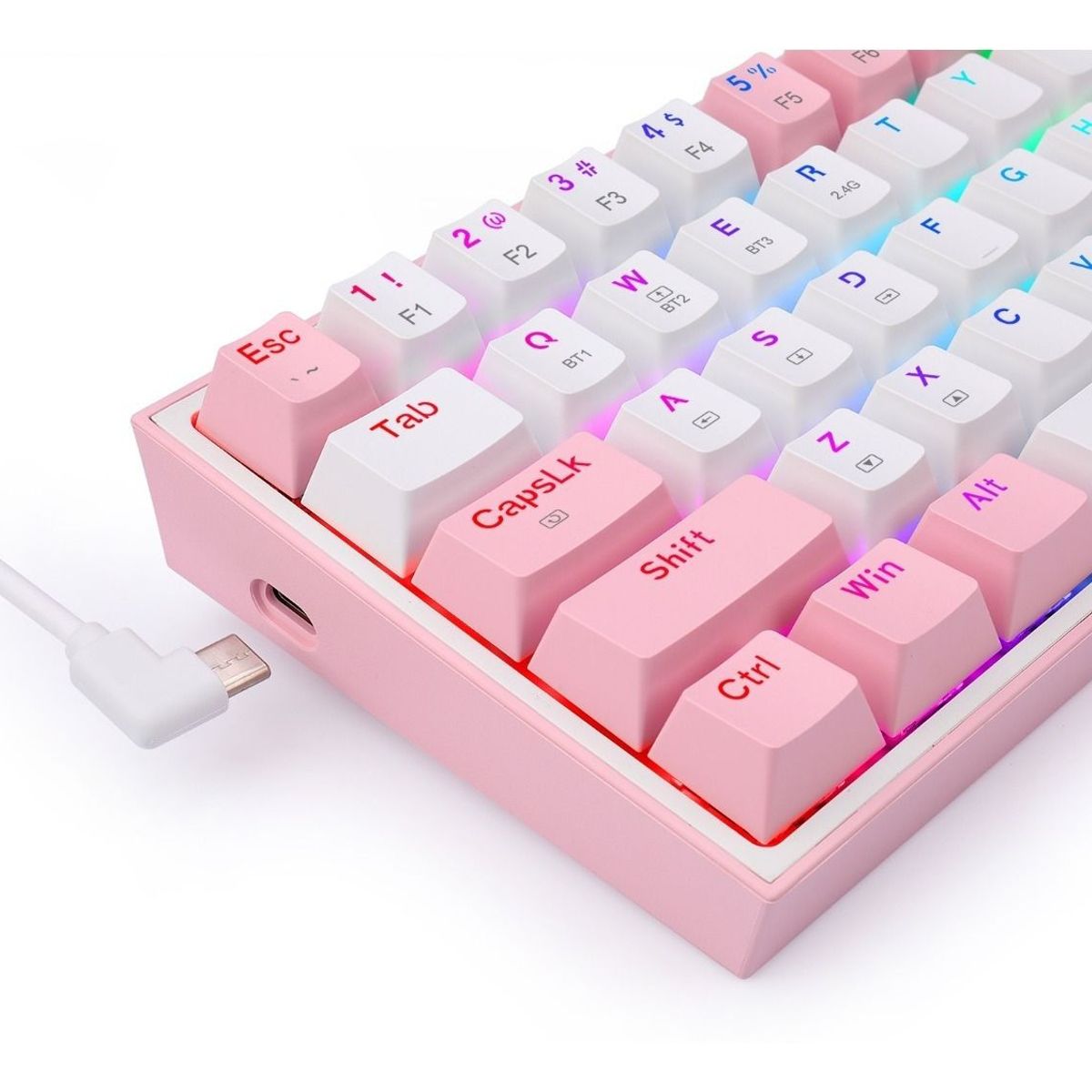REDRAGON - Teclado Gamer Redragon Fizz Pro K616 Rgb Blanco-Rosa