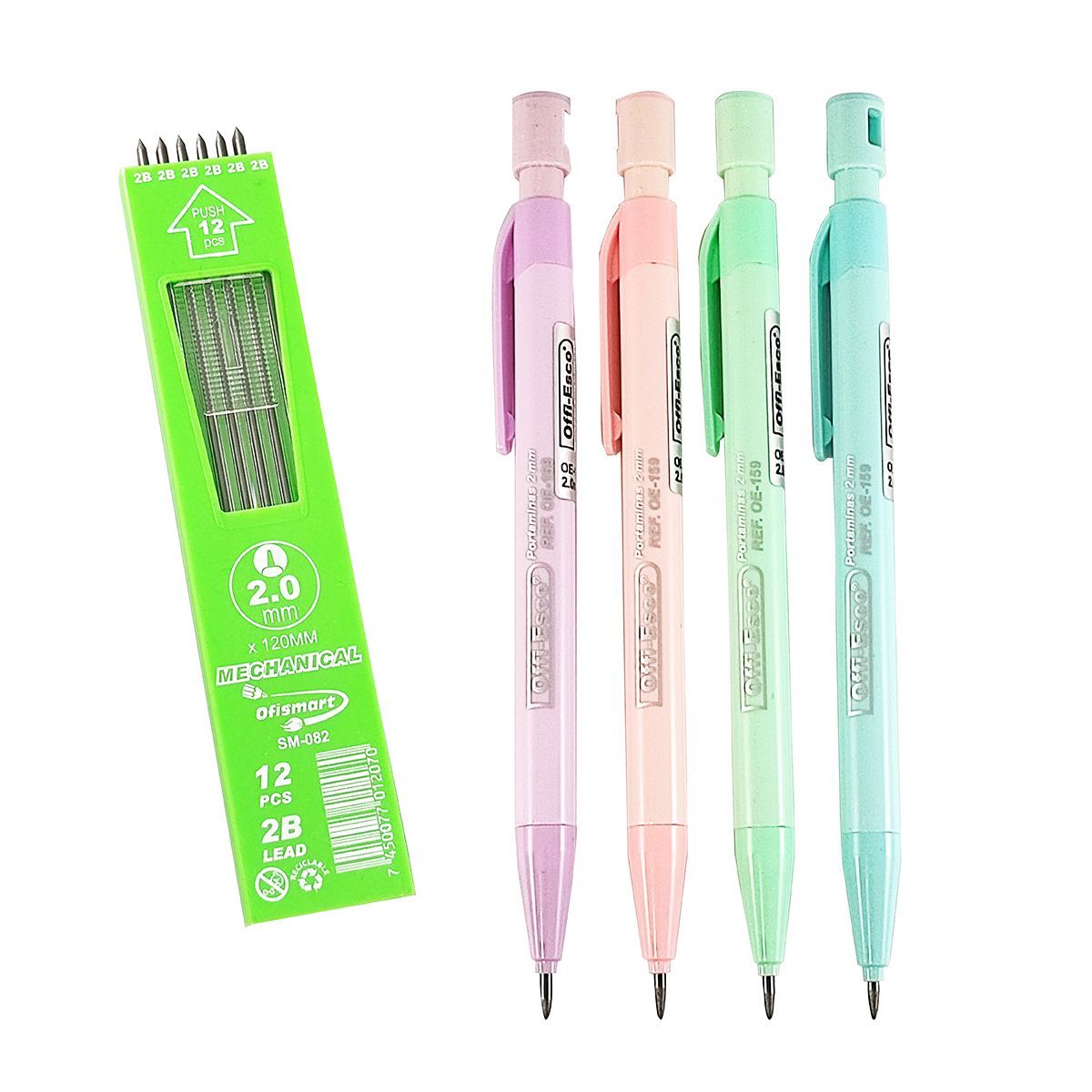 OFFI ESCO - Portaminas 2.0 Colores Pasteles + Caja De Minas X 12 Unids