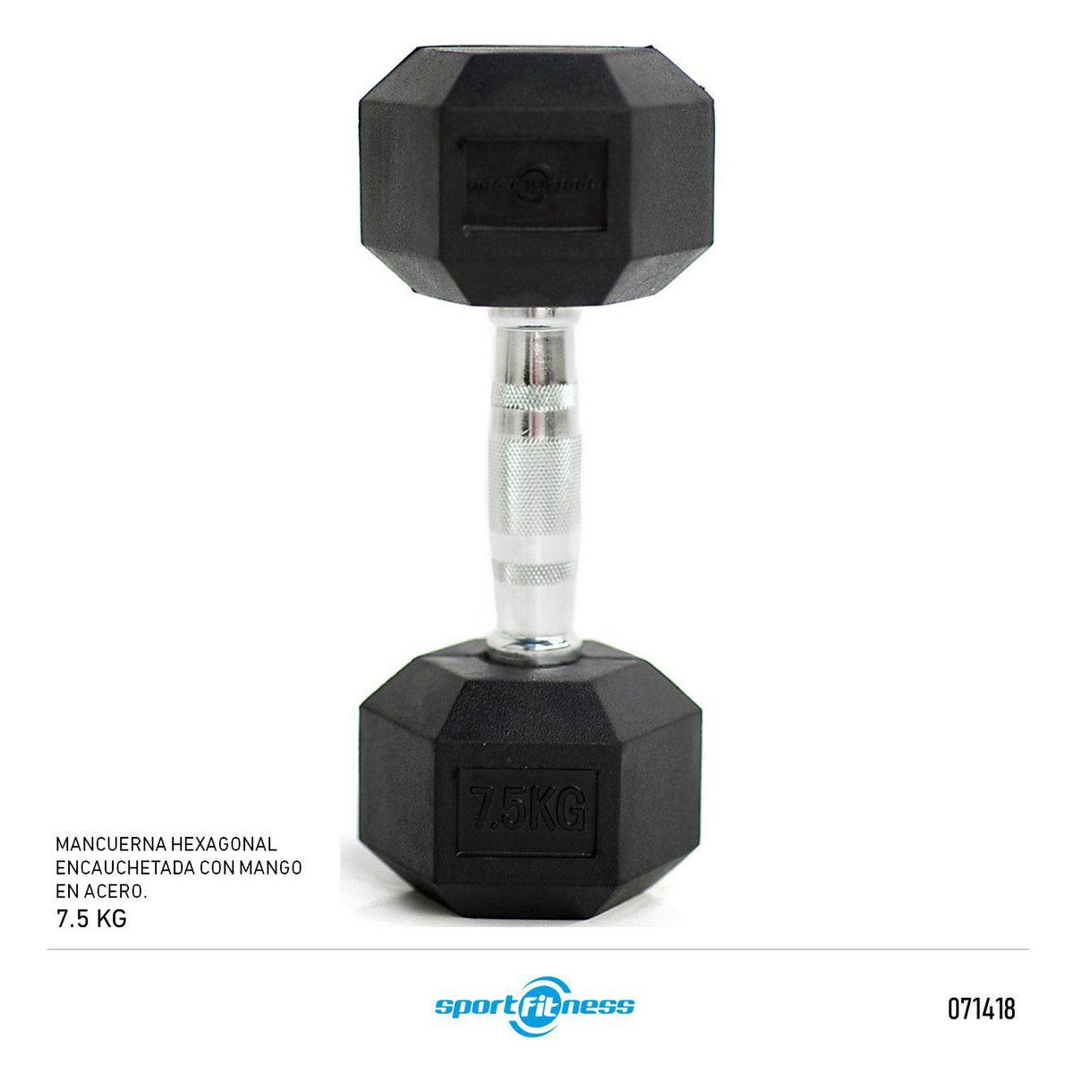 SPORT FITNESS - MANCUERNA 75KG HEXAGONAL SPORTFITNESS