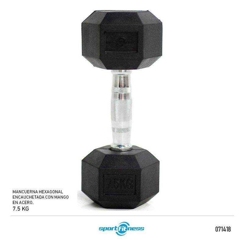 SPORTFITNESS - MANCUERNA 75KG HEXAGONAL SPORTFITNESS