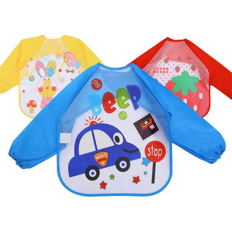 GENERICO - Babero Delantal Bebés Y Niños De Manga Larga Impermeable