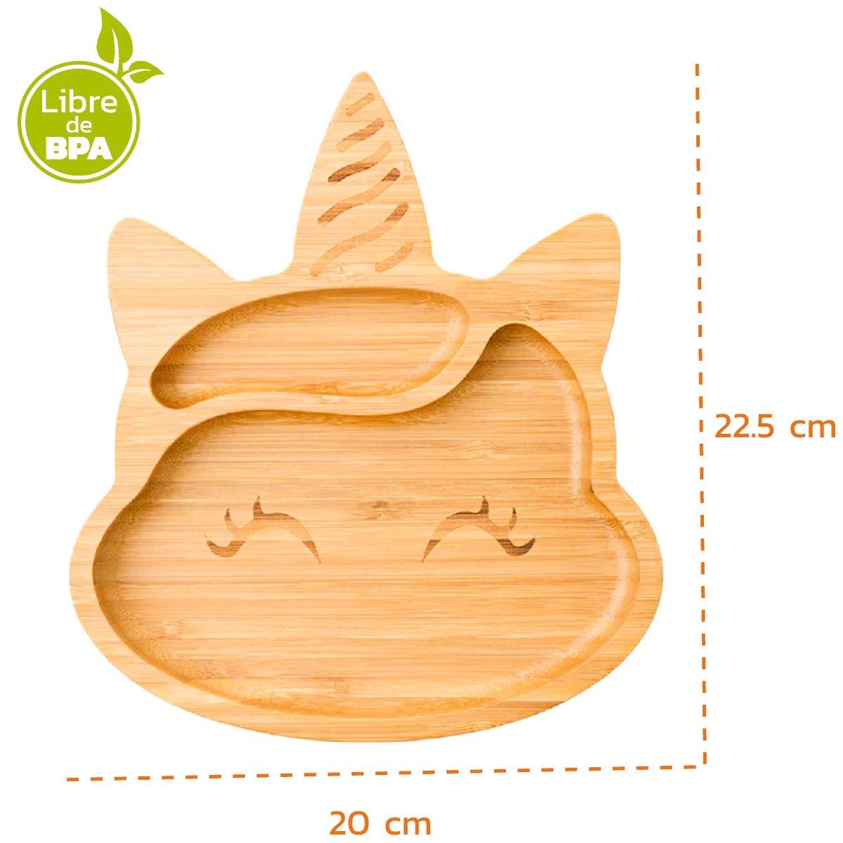 ENFANT'ASY - Plato Bambu Antideslizante Con Cuchara Silicona Para Bebés