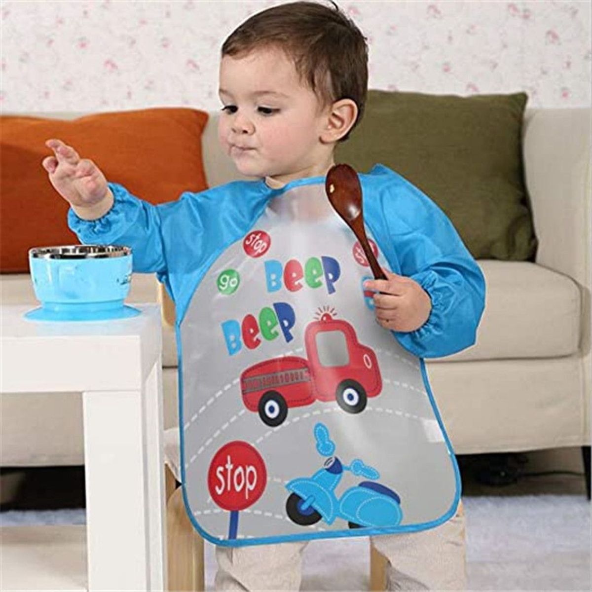 GENERICO - Babero Delantal Bebés Y Niños De Manga Larga Impermeable