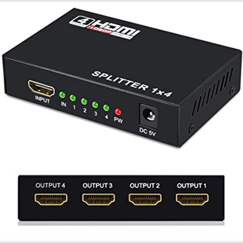 ZER - MULTIPLICADOR SPLITTER HDMI, 1 ENTRADA X 4 SALIDAS, 1080 1X4