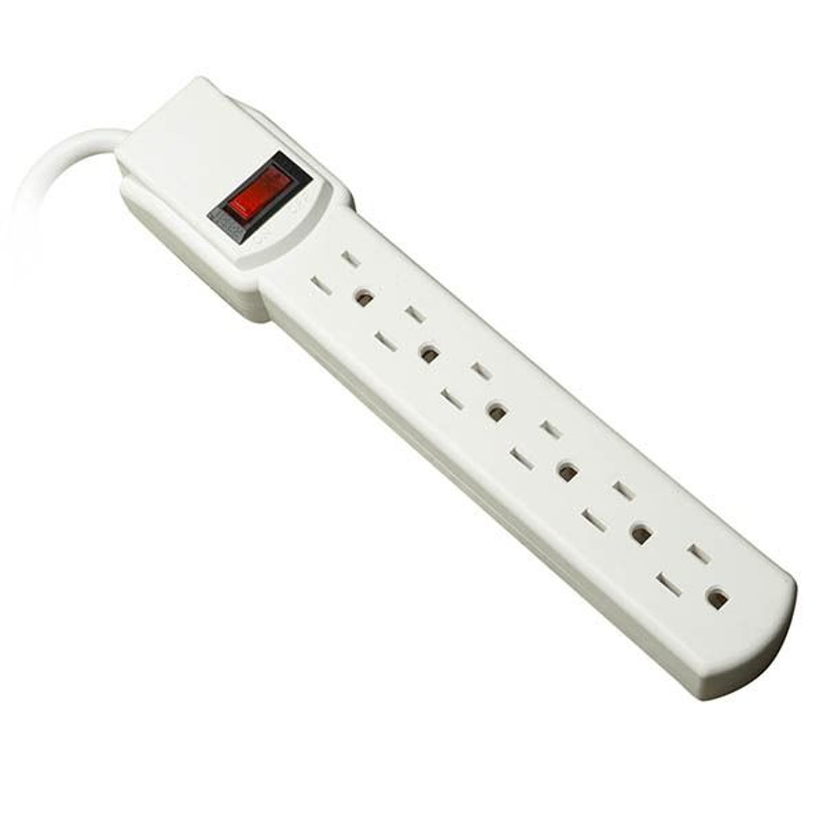 ZER - MULTITOMA DE 6 PUERTOS REGLETA ELECTRICA PLASTICA BLANCA