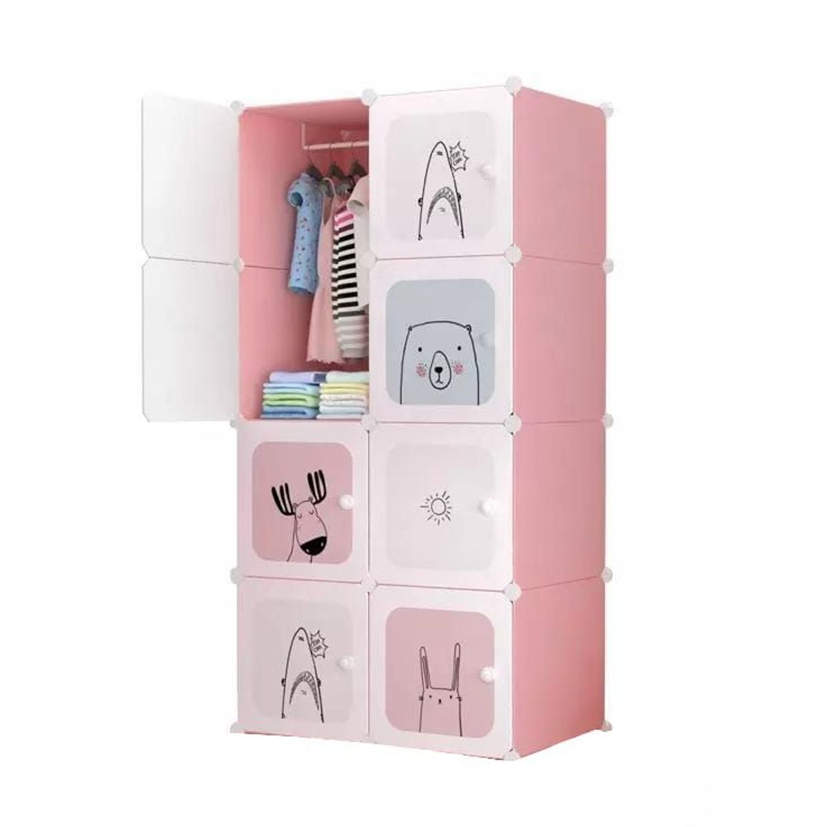 GENERICO - Armario Organizador Modulable de Ropa y Juguetes para Bebes  - Rosado